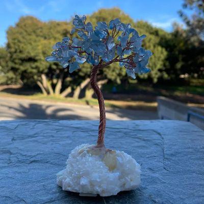 Aquamarine tree on Quartz Aura cluster