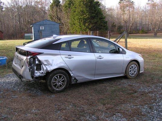 My damaged 2017 Prius - a big repair job. Now it's like new, thanks to MDJ.