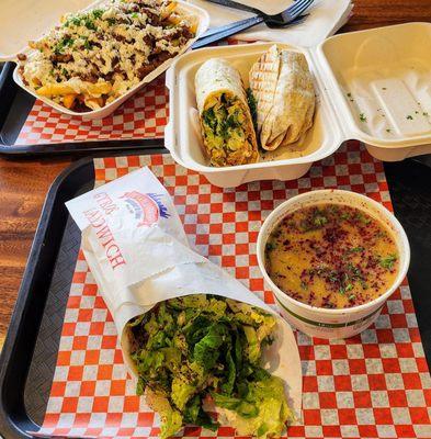 Special Heroes Fries w/beef/lamb, Arabic Shawarma w/chicken, 12oz Lentil Soup, and Gyro Sandwich (7/5/25)