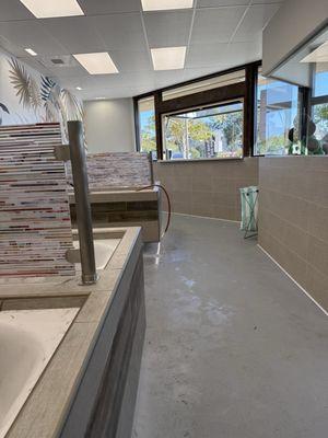 Self wash area. They provide shampoos and conditioners, brushes , towels and blow dry!