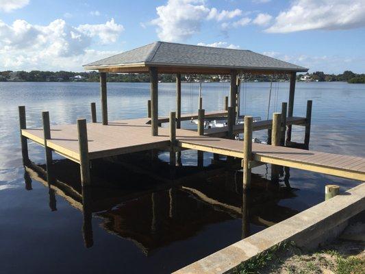 New Dock with Covered Boat Slip & Lift