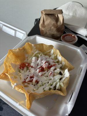 Taco salad with steak.