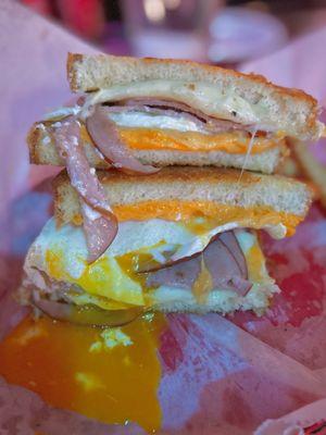 Requested a late night custom egg + cheese + ham sandwich not on menu, totally hit the spot!!