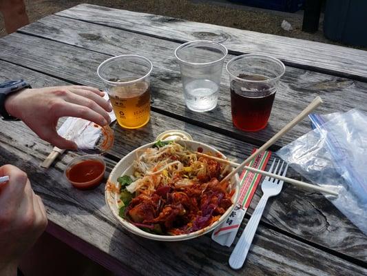 Delicious chicken and veggies paired with Hardywood beer