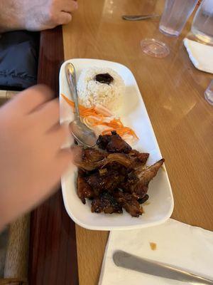 Kids size Teryaki chicken and rice! Both littles loved it!