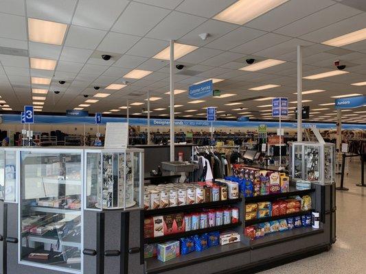 Facing the checkout area