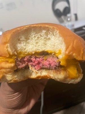 Raw burger ordered from brave burger