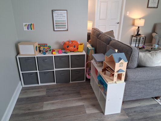 A child0-oriented area for the important work of play therapy.