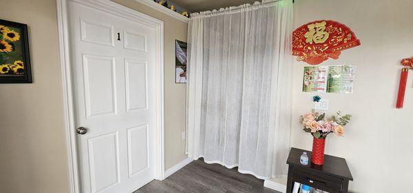 Private massage rooms- located past the curtain