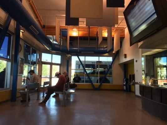 Fairbanks, Alaska - Public bus main bus station downtown. Monitors provide schedule info with the routes & departures times