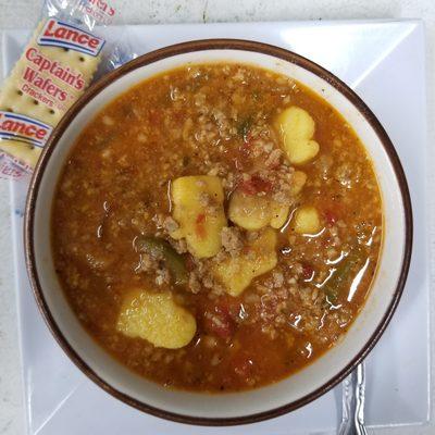 Spicy Sausage and Christmas Gnocchi soup