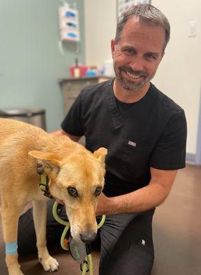 Dr. Jerry Demuth with his patient Bolo