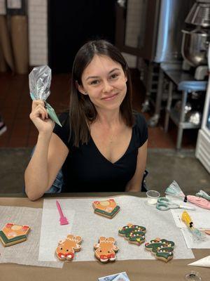 During cookie decorating class