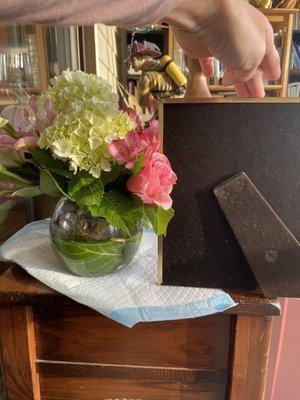 8x10 she said this was a nice size arrangement