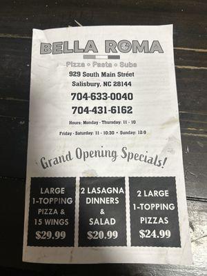 Menu front
