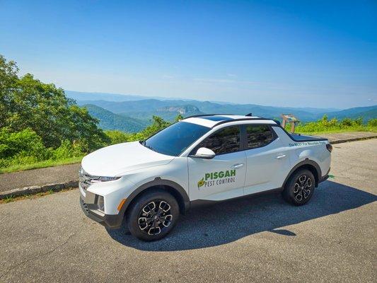 One of our service trucks on the Blue Ridge Parkway.