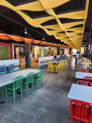 Several great food options in a clean, modern food hall