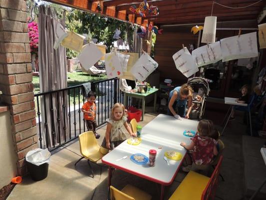 Patio lounging, Eating and Creative area