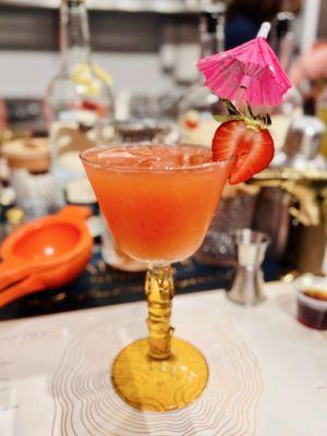 The second drink we made, the strawberry Aloha. So fruity!