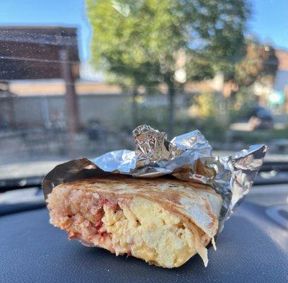 Try to enjoy your awesome breakfast burrito in their lovely space, not in your car.