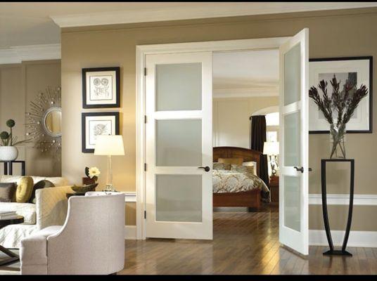 Interior French door with privacy glass