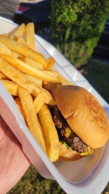 #2) 1 "Wagyu" Slider with Fries and a Drink for $8