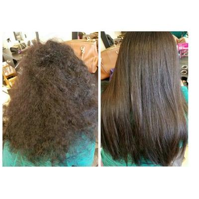 Pre & post brazillian blowout done by Cynthia