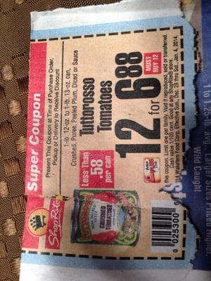 Coupon for tuttorosso tomatoes
