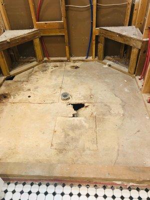 Floor after demo. They had to completely replace it.