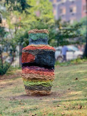 Bound by Dianne Smith in Jackie Robinson Park for Harlem Sculpture Gardens, presented by the West Harlem Art Fund.