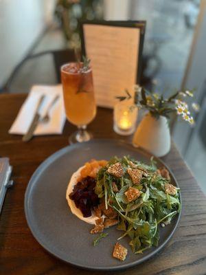 Good For Yah cocktail + beet salad