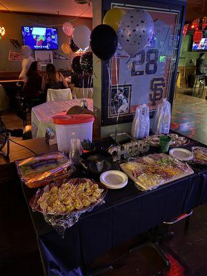 Appetizer table NYE 2024