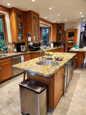 New LED MR16 bulbs make this kitchen shine.