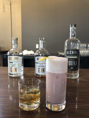 Lemon Sage Old Fashioned and Hibiscus Citrus Gin Fizz