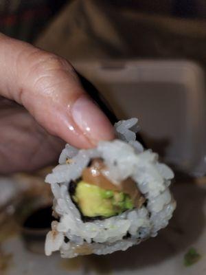 Is this a sushi roll? What happened to presentation? Definitely wouldn't recommend