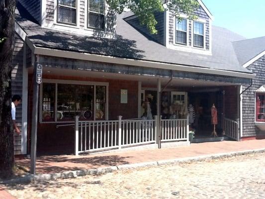 Exterior of Best of the Beach just steps from both ferry docks in the heart of Nantucket's downtown shopping district