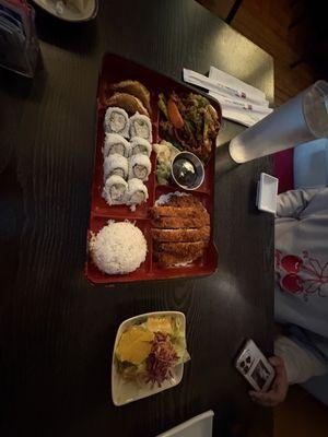 Benito combo box with california roll , chicken katsu & spicy pork