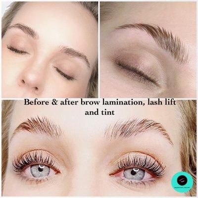 Brow lamination and lash lift, tint