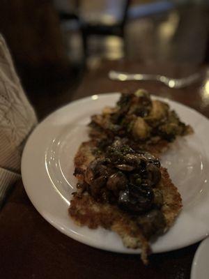 Pork Piccata with Roasted Brussel Sprouts. Very tasty.