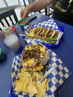 HUGE baked potato and tacos!!