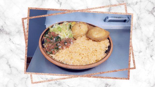 Arroz con tortita de papa