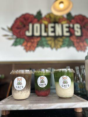 Hojicha, Strawberry Matcha Spritzer, Salted Vanilla Matcha