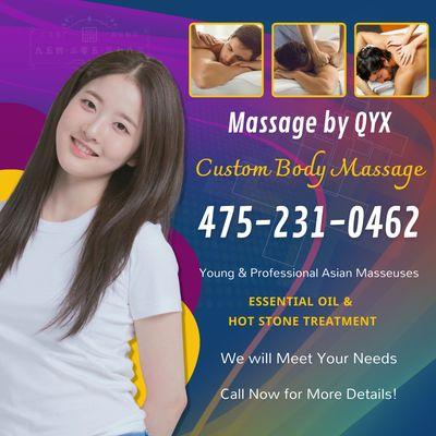 New Young Professional Massage Therapist Available
Call us at 475-231-0462