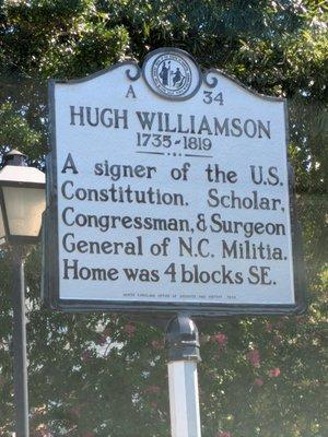 Hugh Williamson Historical Marker, Edenton