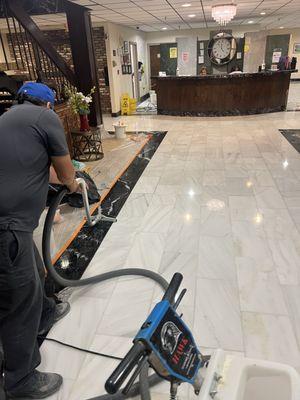 Commercial project marble floor polished (nursing home) in L.A