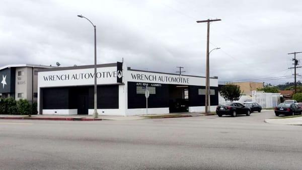 Wrench Automotive exterior. We are located on Adams Blvd between Fairfax and Hauser, corner or Adams and Curson.