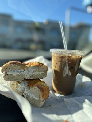 Bagel with Jalapeno Cream Cheese & Vietnamese Iced Coffee