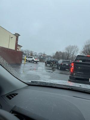 As usual, a very long line at the drive-through pharmacy
