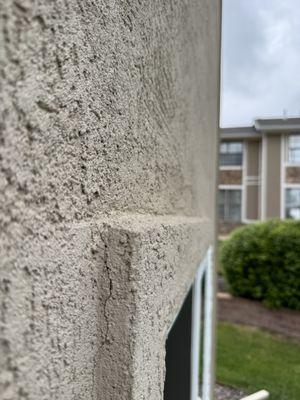 Crack along window goes through to the other side causing the leak