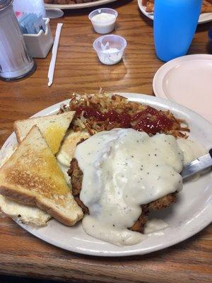 Breakfast chicken fried steak and eggs. Best home-style cooking in sweetwater.